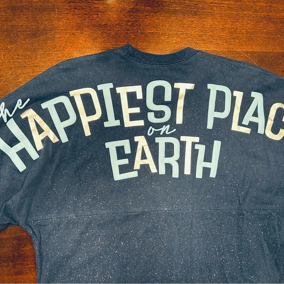 Disney Navy Sparkle Spirit Jersey Long Sleeve Tee with Silver and Blue Text - Picture 6 of 6